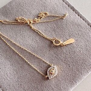 Gold Evil Eye Pendant Necklace with Pavé Crystals